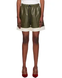 J.W.Anderson Green Contrast Hem Leather Shorts Amazon