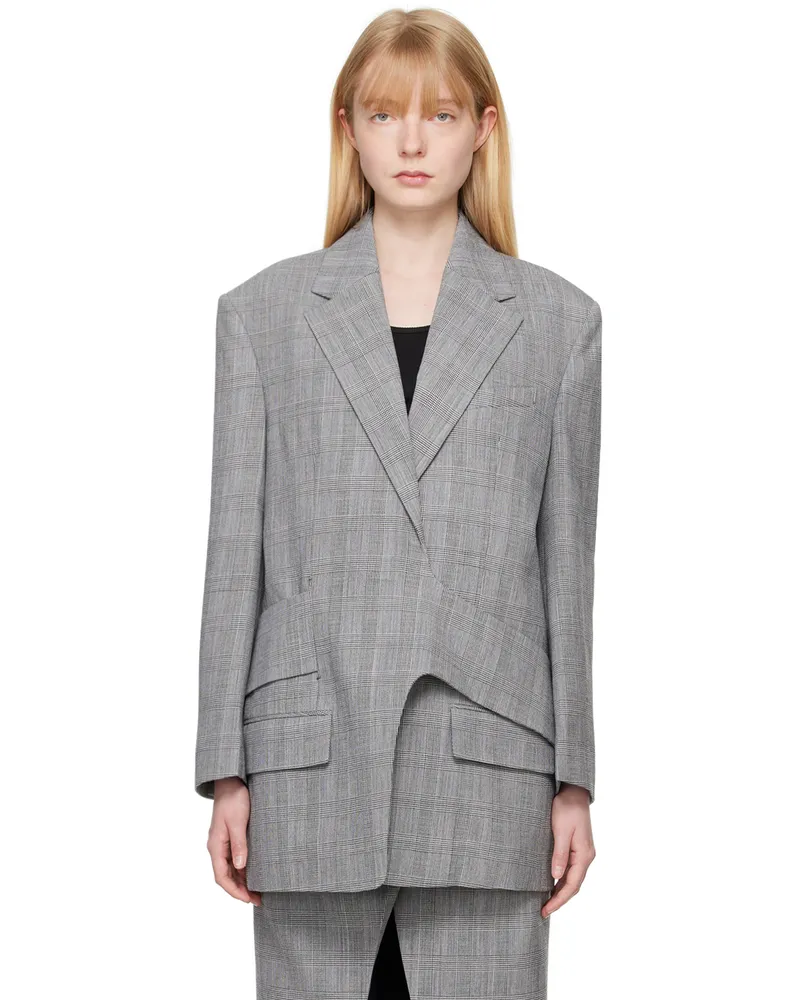 RECTO Gray Wrap Blazer Black