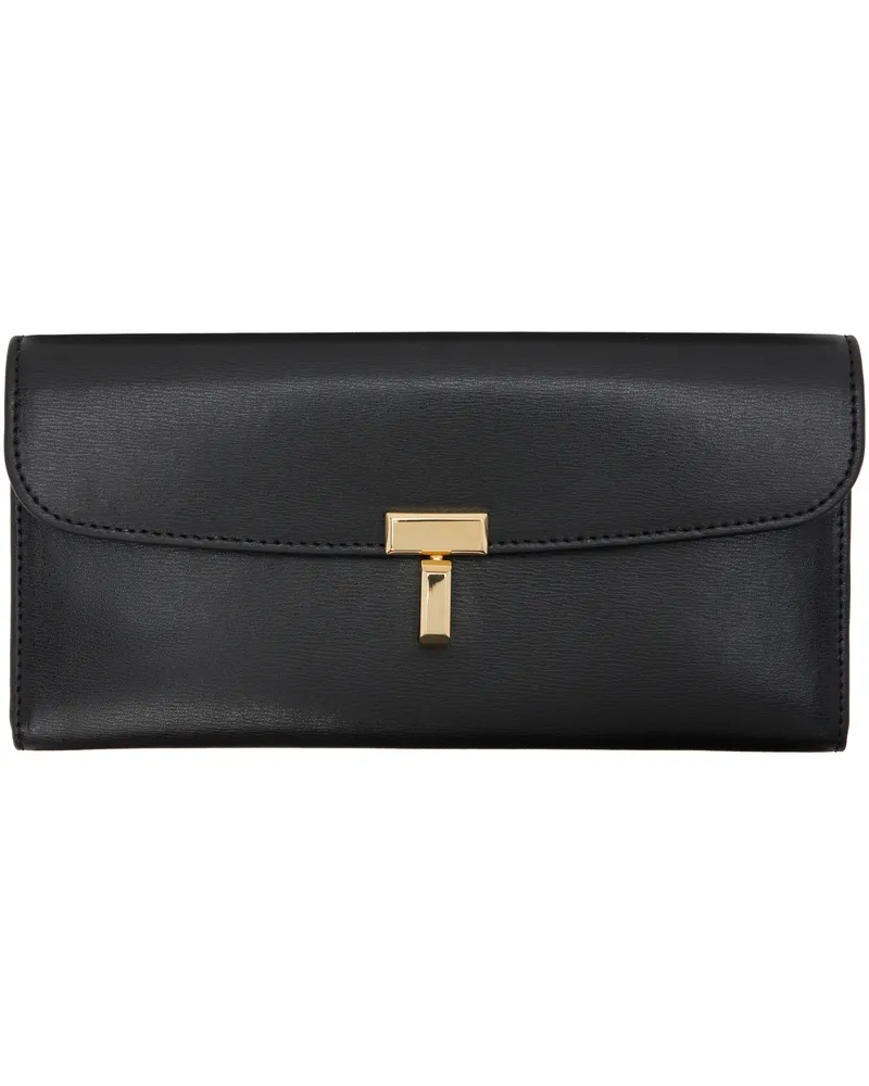 Totême Black T-Lock Leather Wallet Black