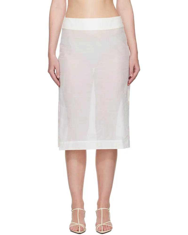 Róhe White Embroidered Organza Midi Skirt 112_310