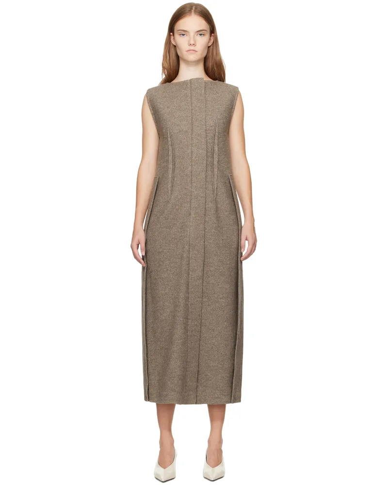UMBER POSTPAST Beige Wool Felted Midi Dress Beige
