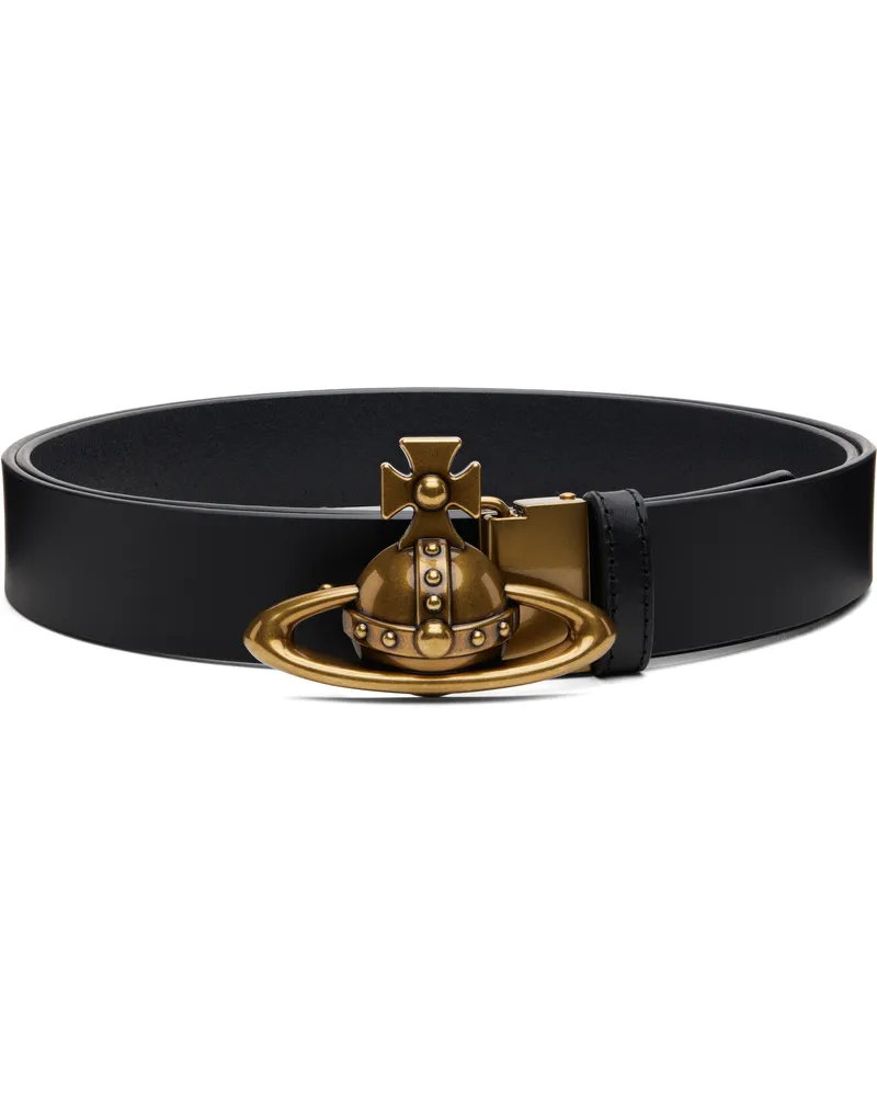 Vivienne Westwood Black Orb Buckle Belt Aw25-black