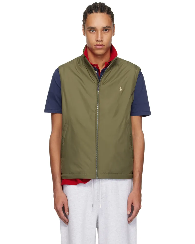 Ralph Lauren Khaki Packable Taffeta Vest Fall