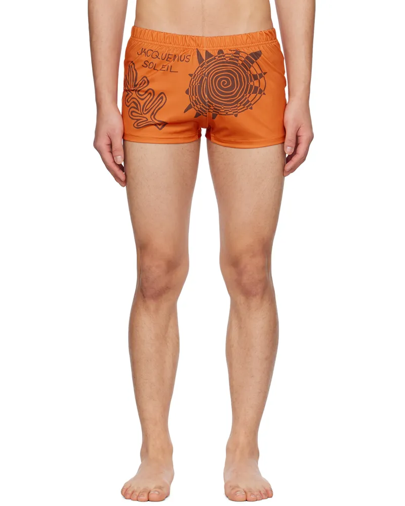 Jacquemus Orange Le Raphia 'Le Short De Bain' Swim Shorts 7aq