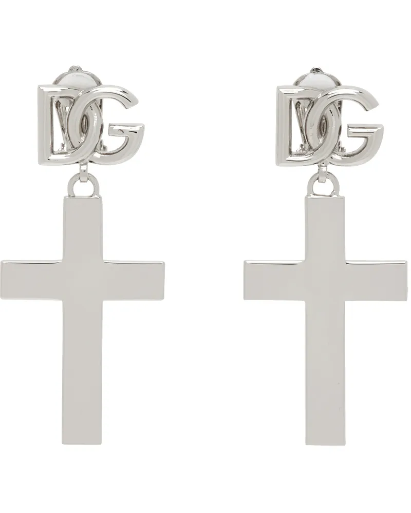 Dolce & Gabbana Silver Cross Earrings 87655