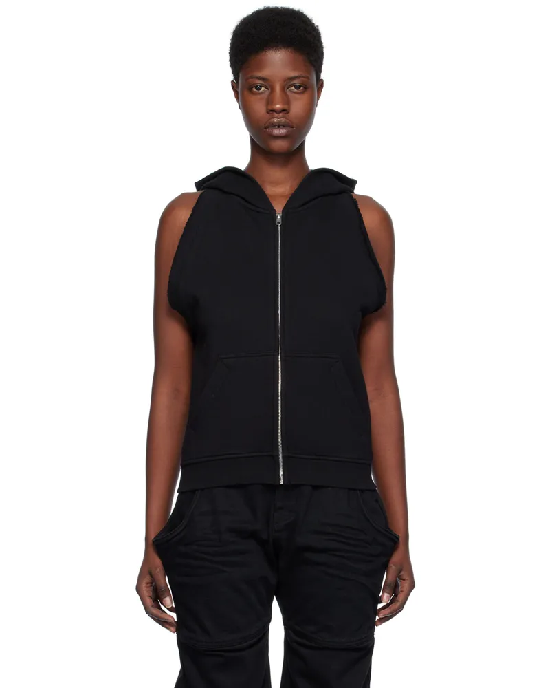 WE 11 DONE Black Sleeveless Hoodie Black