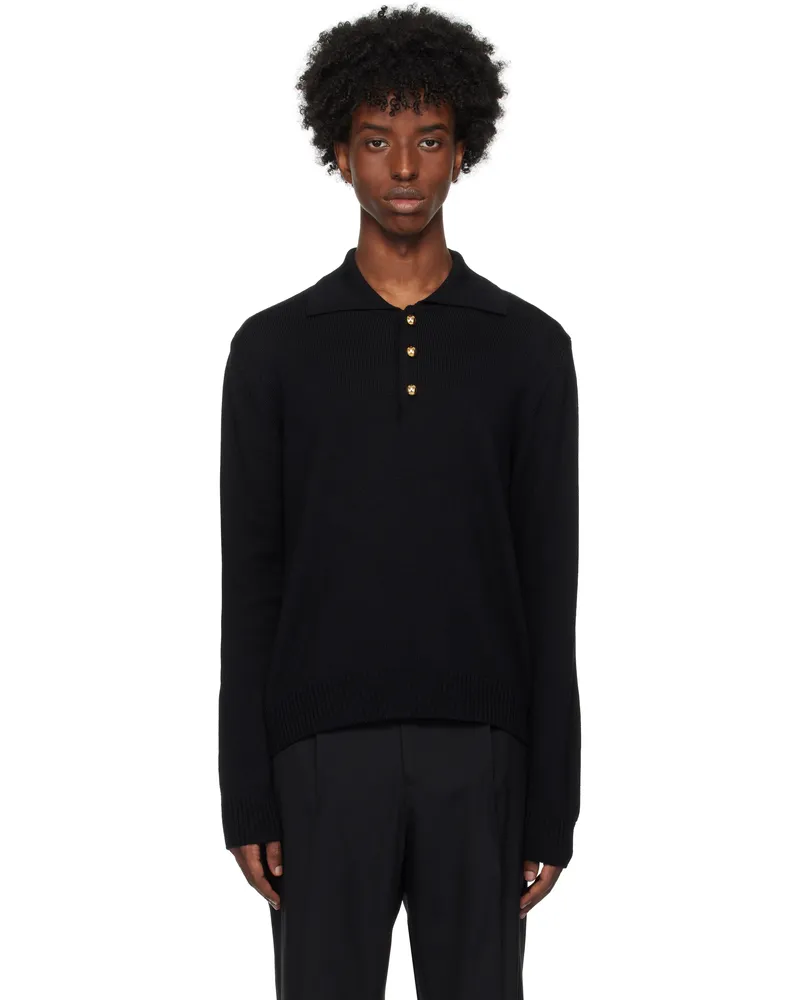 Ernest W. Baker Black Knit Polo Black