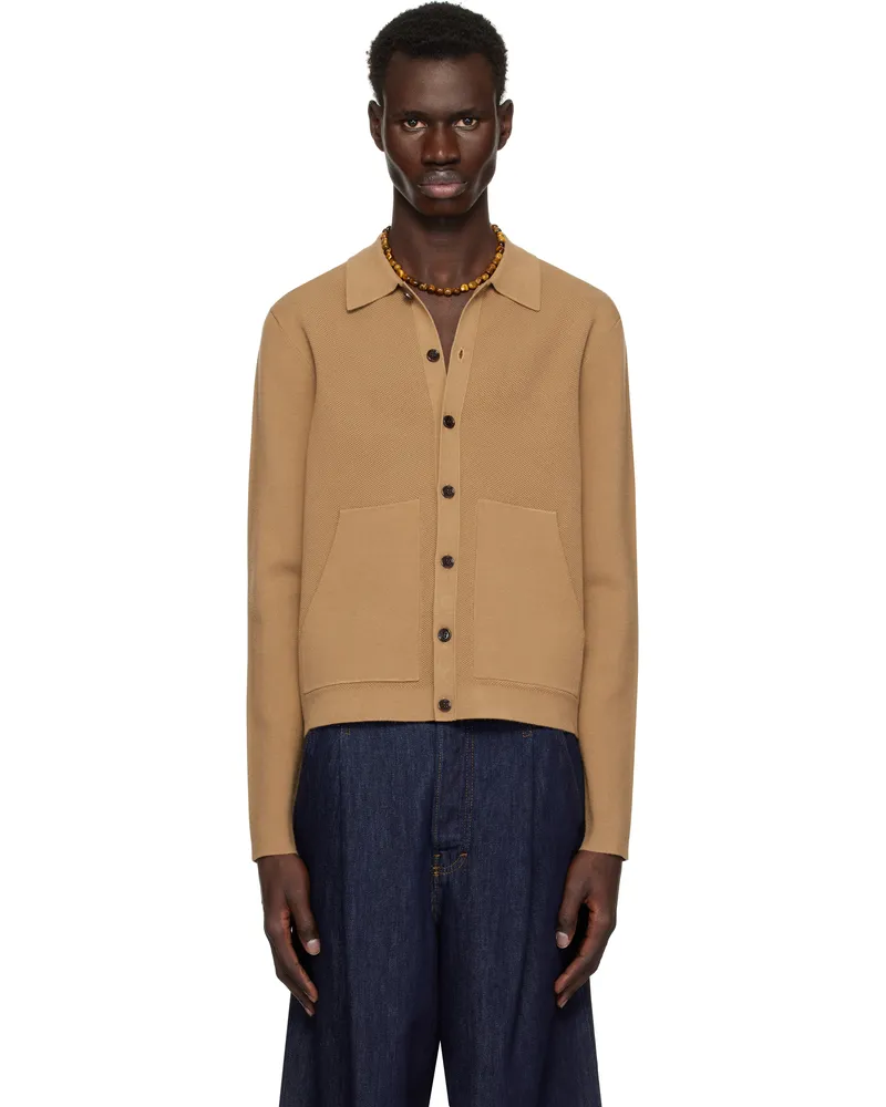 Dries van Noten Tan Spread Collar Cardigan 102