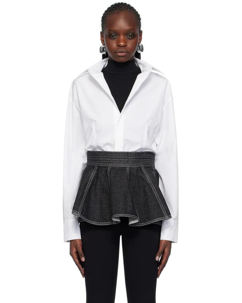 Alaïa White Striped Bodysuit 000