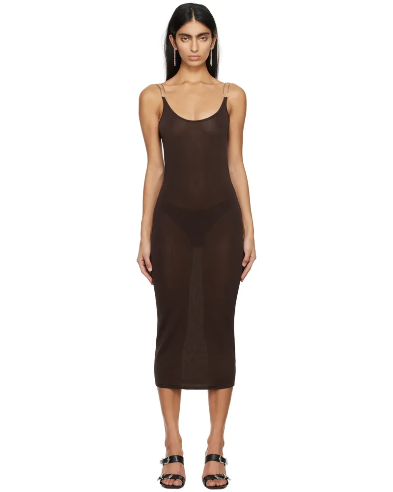 Dion Lee Brown Double Wire Midi Dress Umber