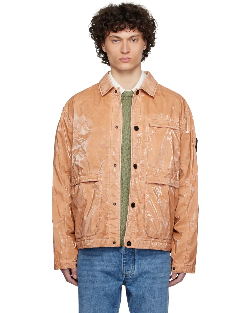 Stone Island Orange Caban Mussola Prismatica Jacket V0073
