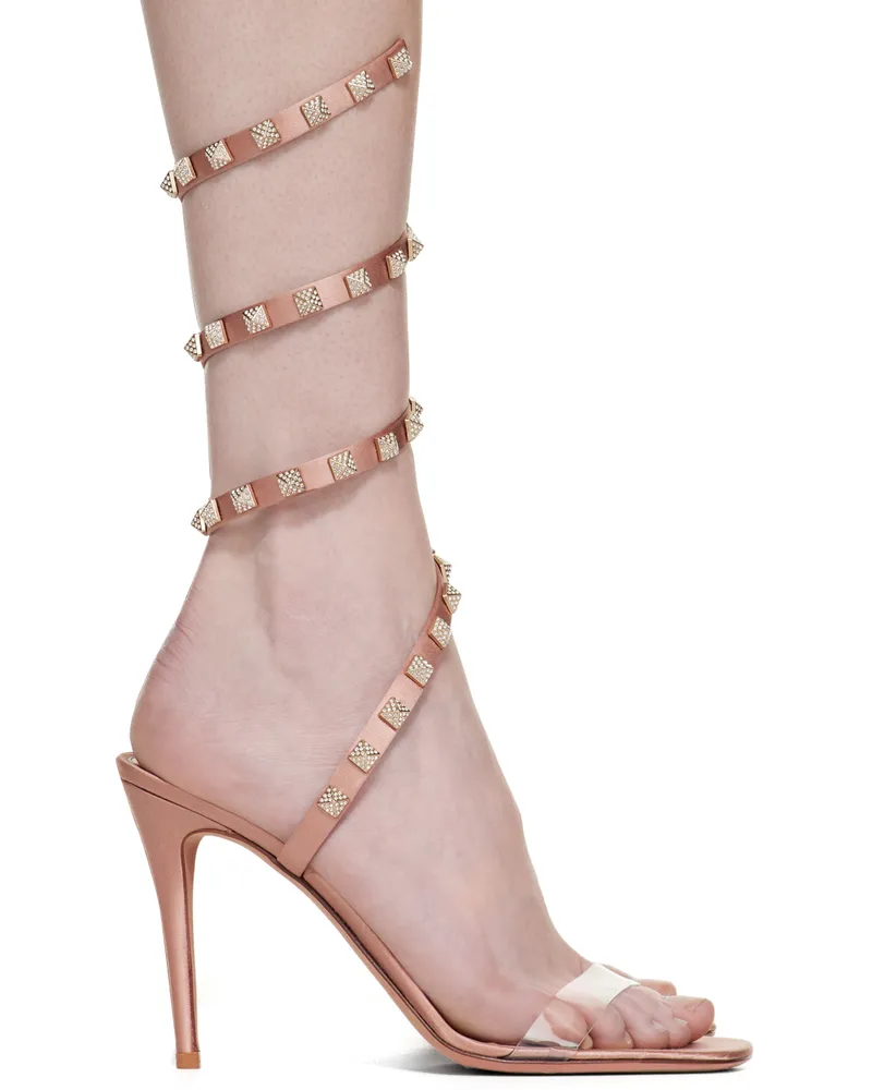 Valentino Garavani Pink Rockstud Heeled Sandals V6t