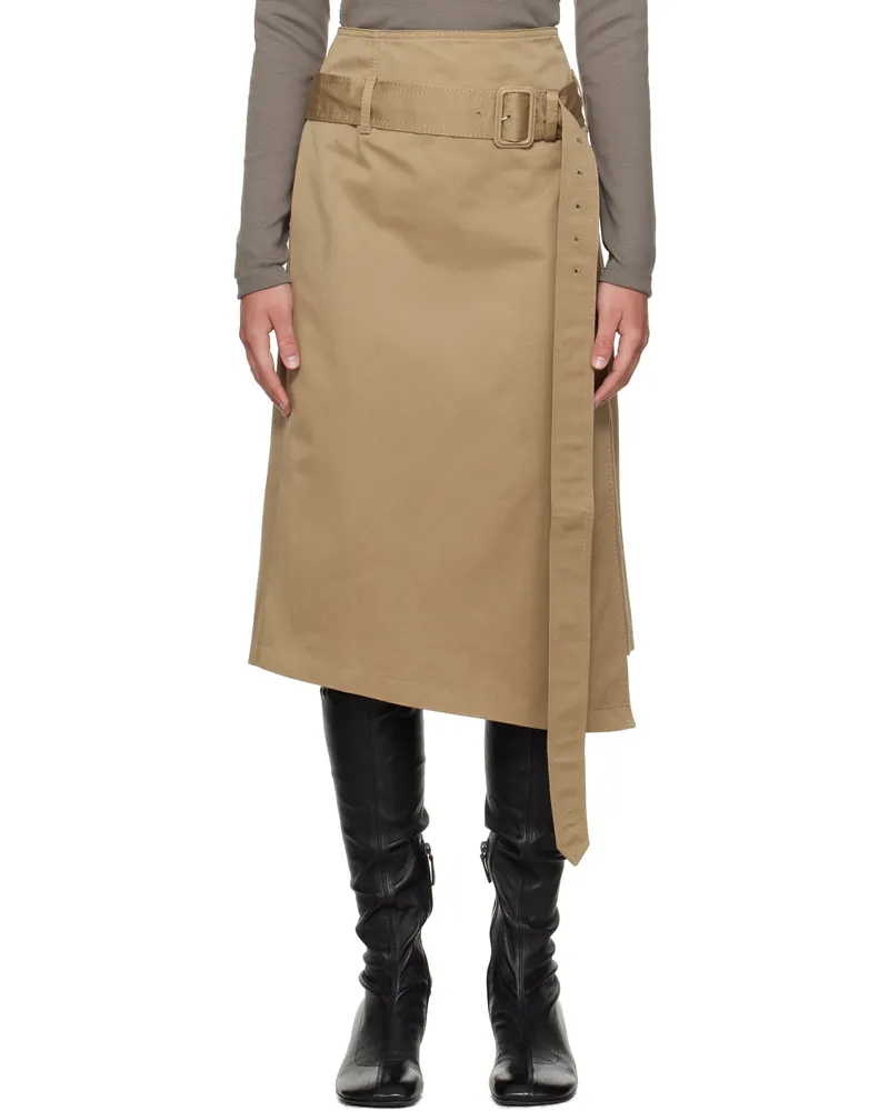 Acne Studios Beige Belted Twill Midi Skirt Dgy