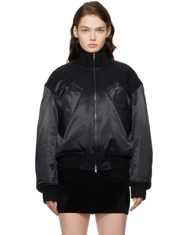Alexander Wang Black Sateen Bomber Jacket Black