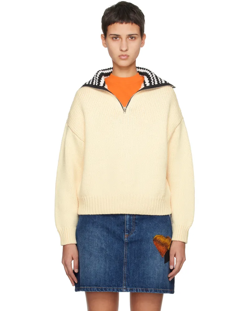 Marni Off-White Half-Zip Sweater 00w03