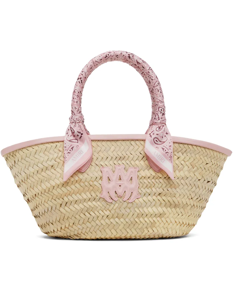 Amiri Beige & Pink MA Raffia Micro Tote Dusk