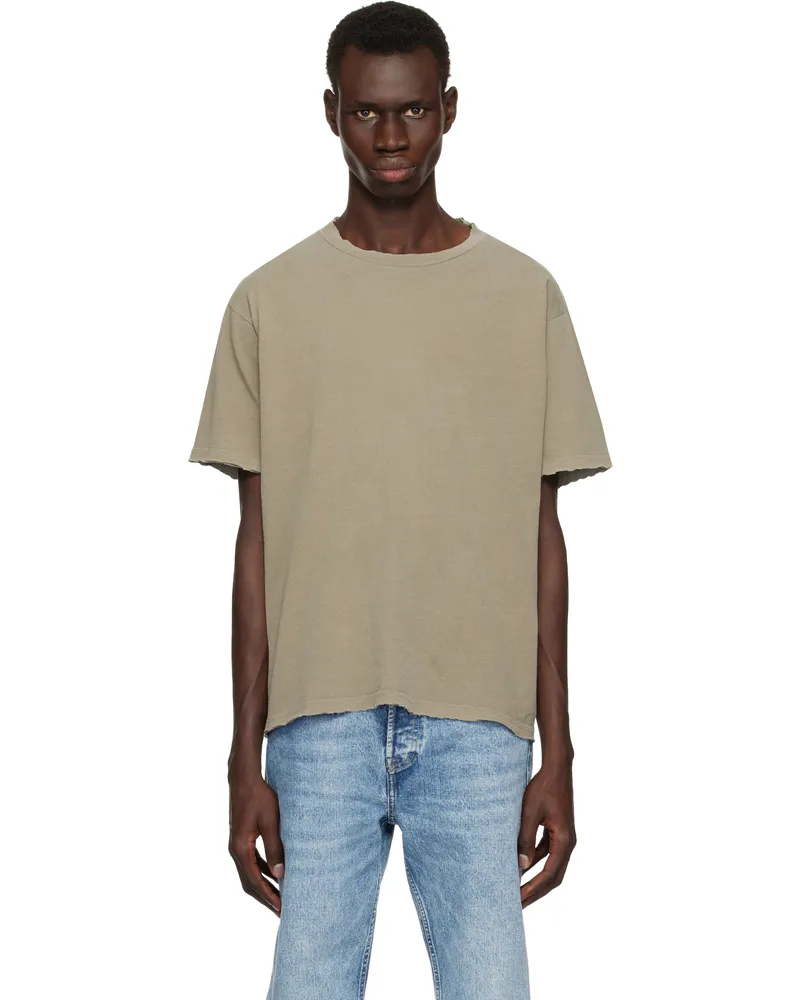 John Elliott + Co Khaki Folsom Cropped T-shirt Vintage