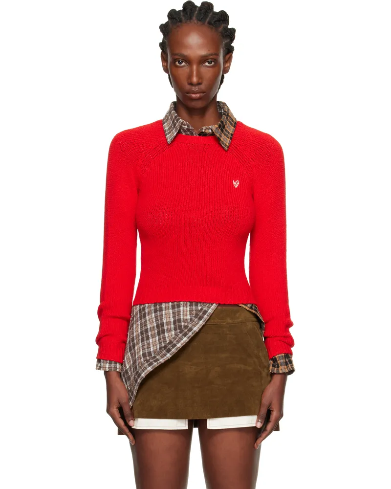 Acne Studios Red Cropped Crewneck Sweater Azt