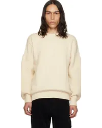 WE 11 DONE Off-White Square Patch Sweater Ivory