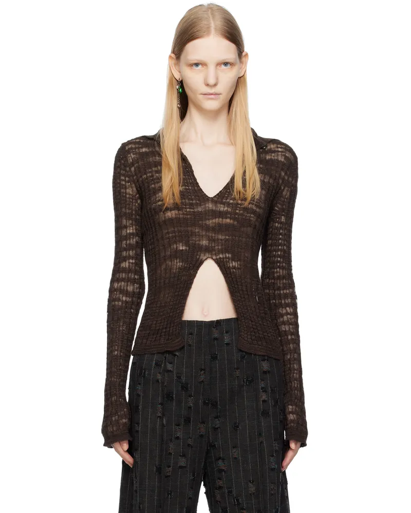 Acne Studios Brown Spread Collar Sweater Adm