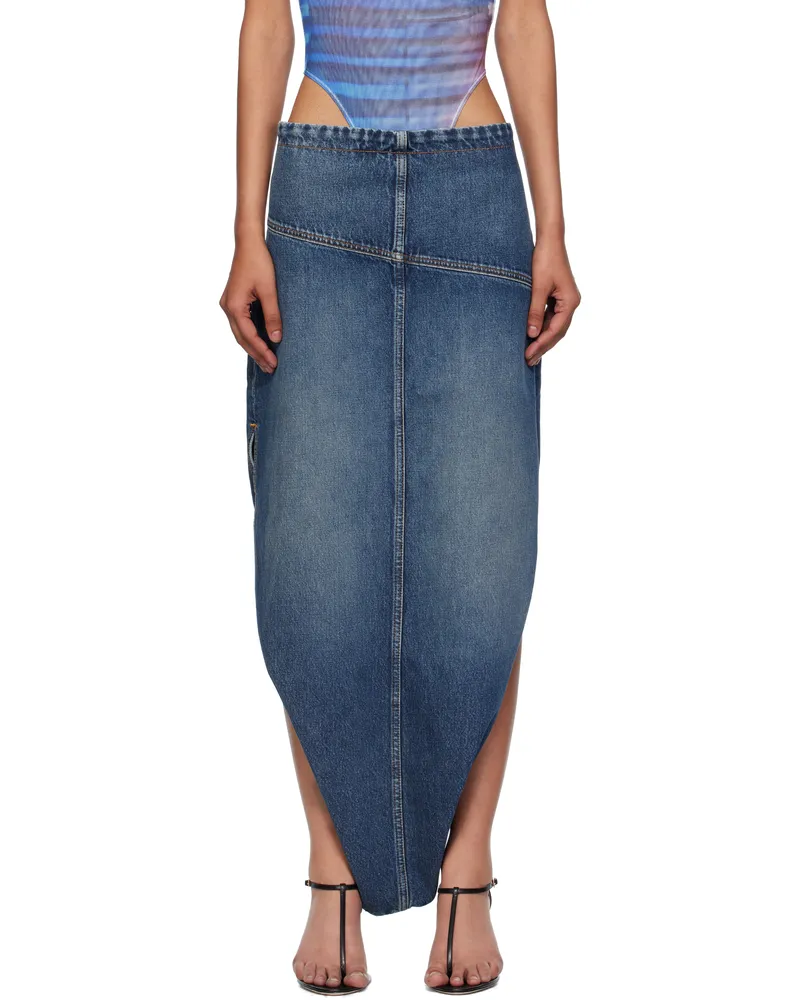 Jean Paul Gaultier Blue Internal Belt & Zipped Opening Denim Maxi Skirt 57