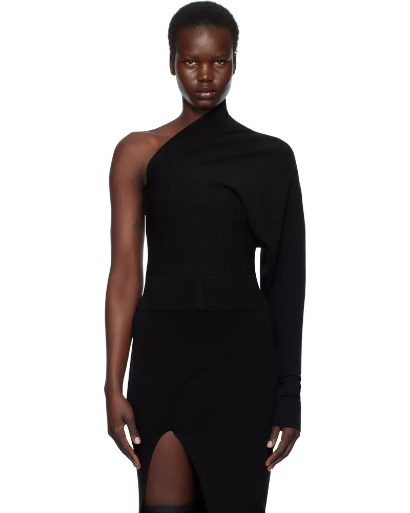Rick Owens Black Hollywood One Shoulder Top 09