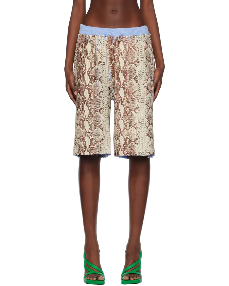 Stanley Raffington SSENSE Exclusive Off-White & Blue Shorts Snakeskin
