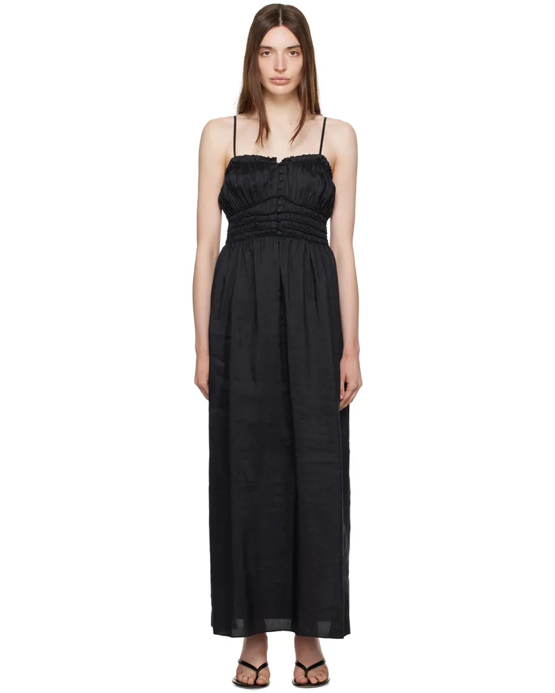 Frame Denim Black Corded Maxi Dress Noir
