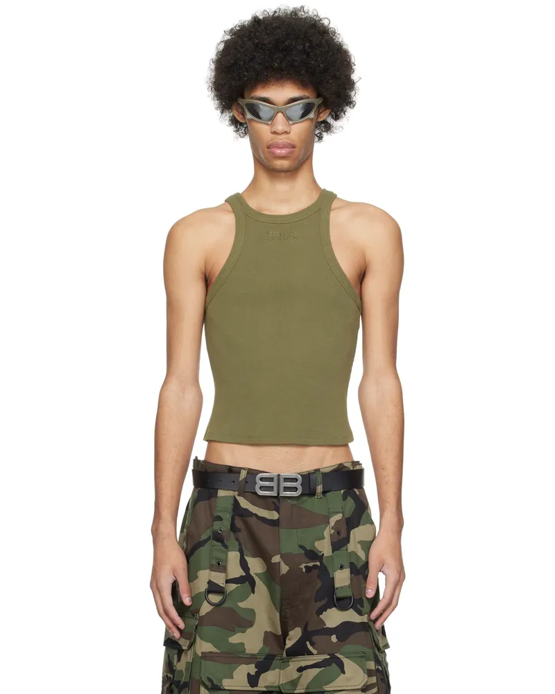 VETEMENTS Khaki Embroidered Tank Top Khaki