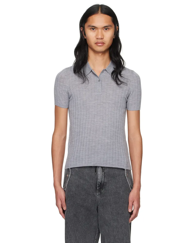 Dion Lee Gray Button Polo Medium