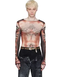 Jean Paul Gaultier Beige & Black Printed Long Sleeve T-Shirt 636000-nude