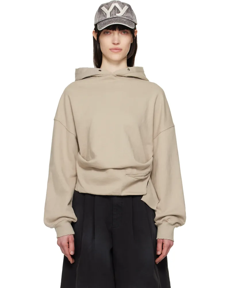 OPEN YY Beige Deconstructed Hoodie Beige