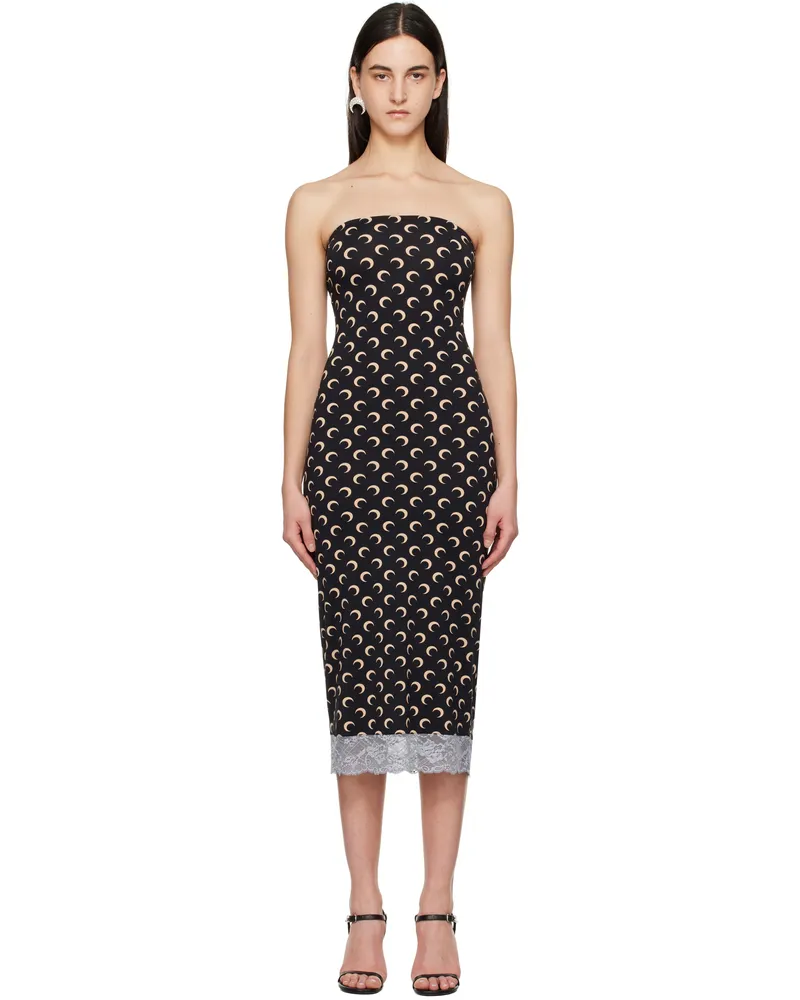 Marine Serre Black Recycled Moon Jersey Bustier Midi Dress It99