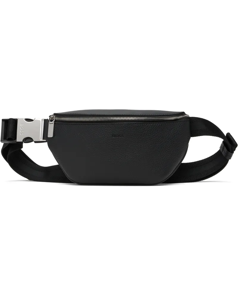 HUGO BOSS Black Grained Leather Belt Bag 001-black