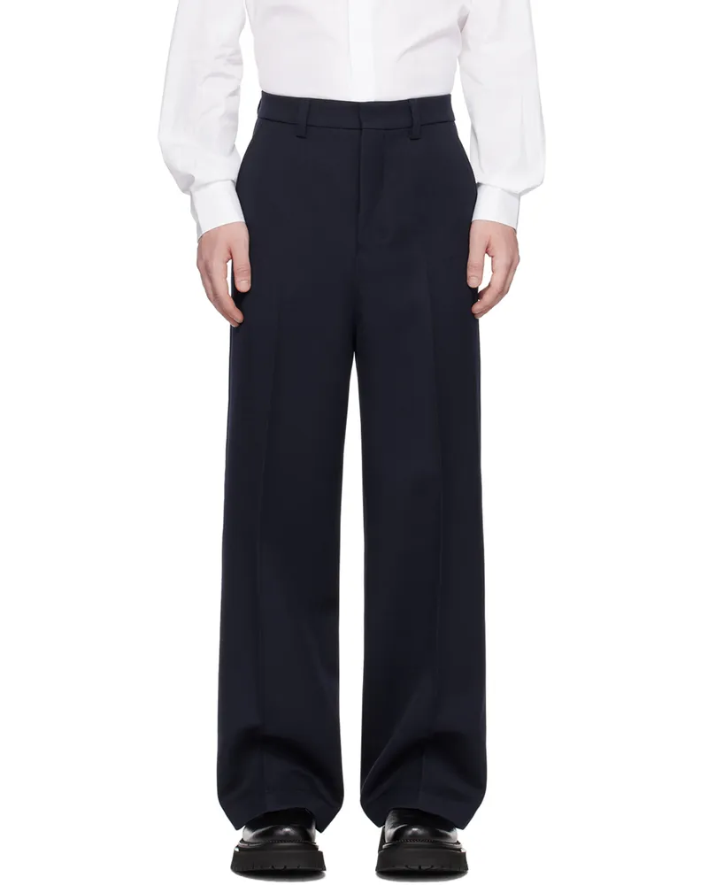 AMI Paris Navy Large Fit Trousers Nautic