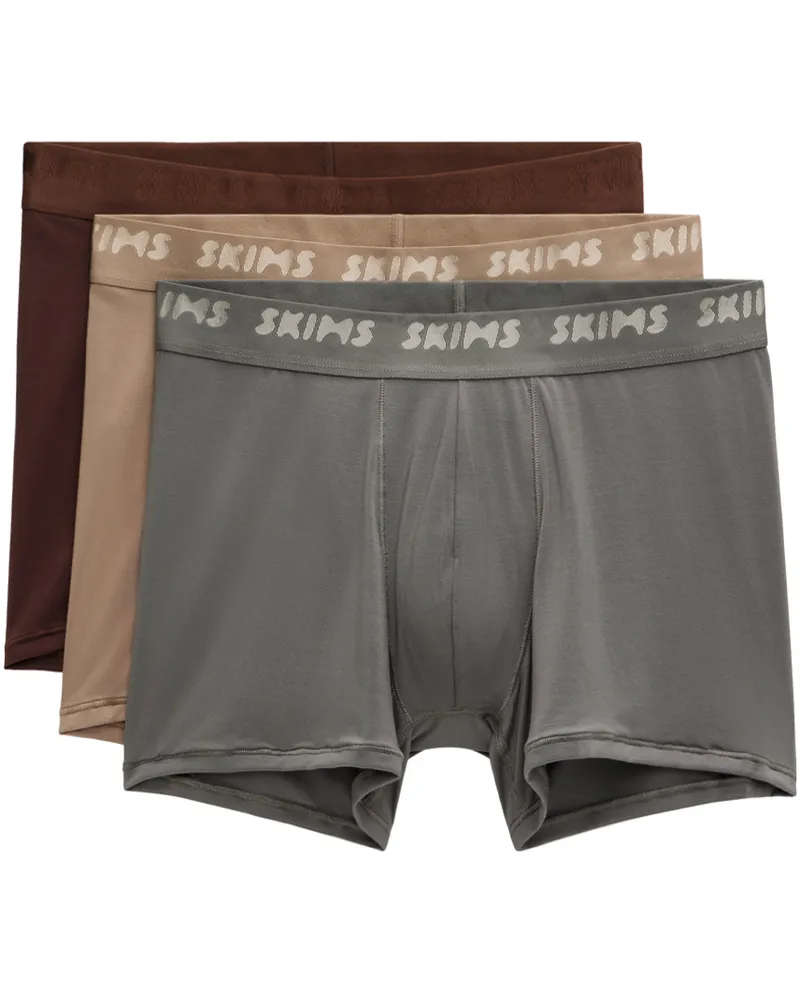 SKIMS Three-Pack Multicolor SKIMS Stretch 3 Boxer Briefs Desert