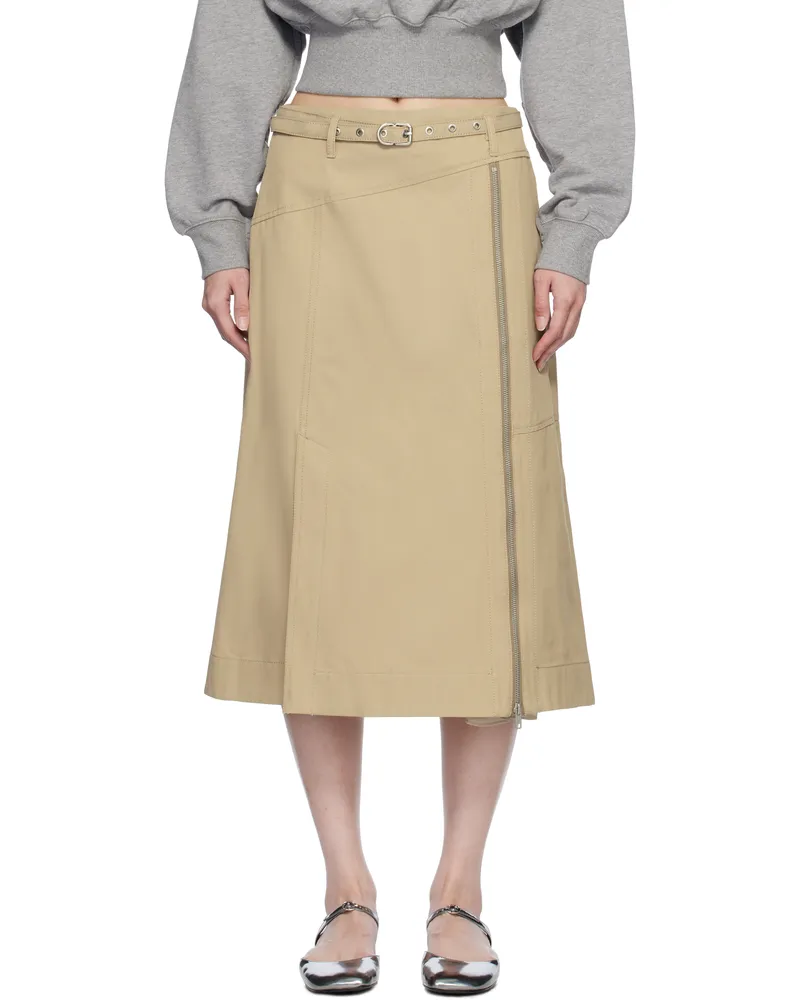3.1 phillip lim Beige Utility Midi Skirt Khaki