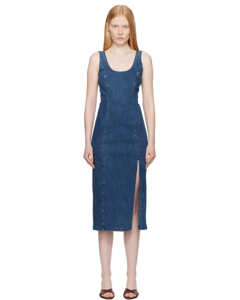 Rag & Bone Navy Athena Denim Midi Dress Bryant