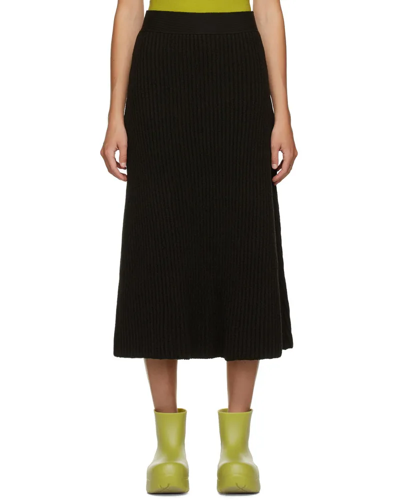 Bottega Veneta Brown Rib Distorted Mid-Length Skirt 2113