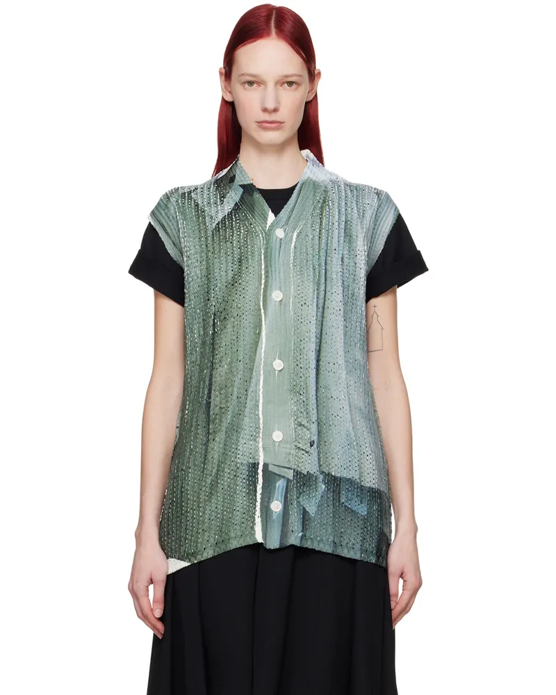 Comme des Garçons Green Printed Cardigan 1
