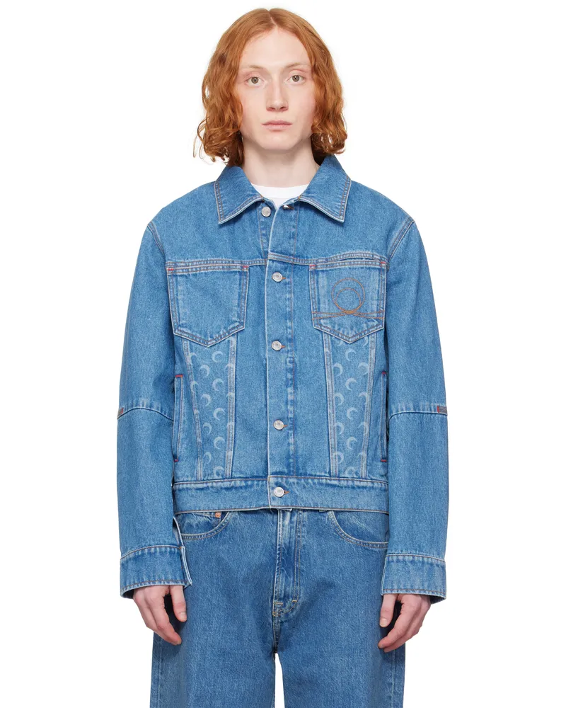 Marine Serre Blue Moon Laser Denim Trucker Jacket Bl05