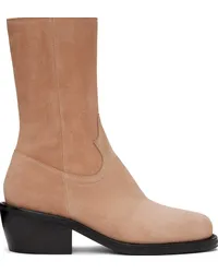 Dries van Noten Beige Zip Boots Blush