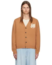 Kitsuné Tan Fox Head Intarsia Cardigan Psequoia