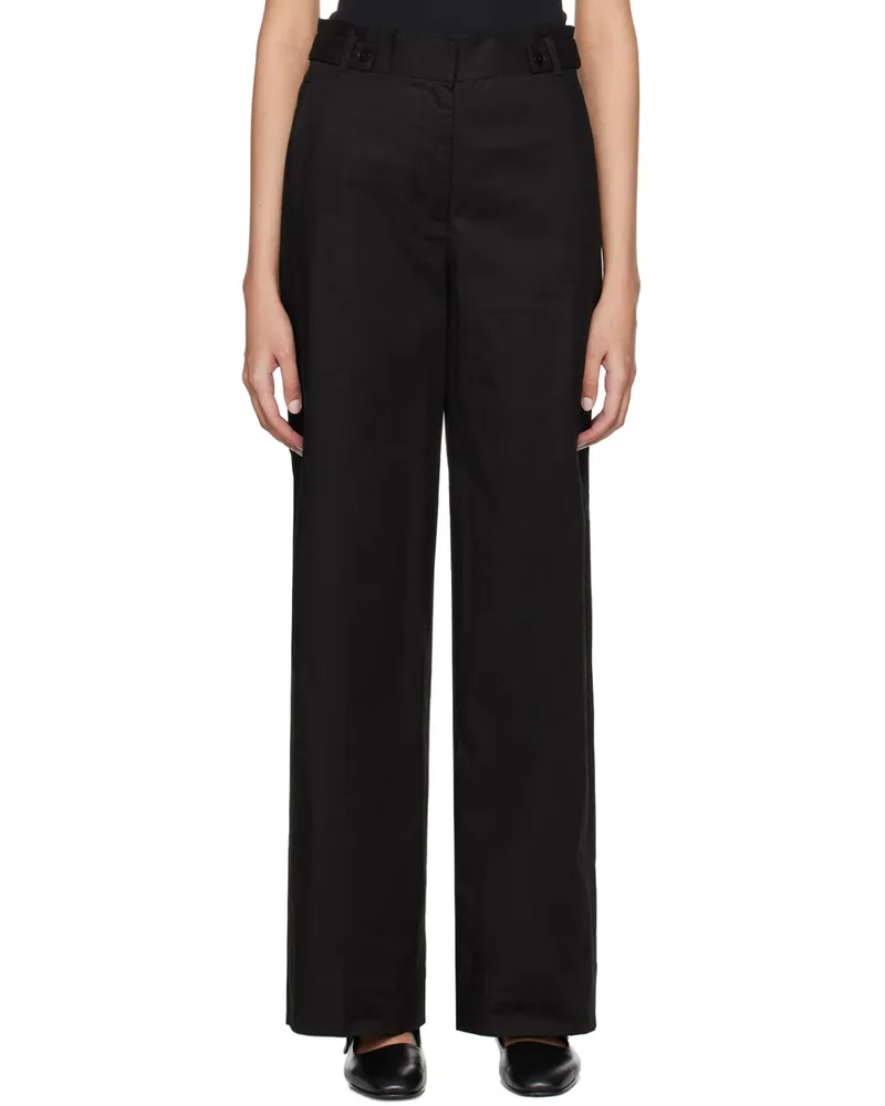 3.1 phillip lim Black Wide Leg Pleated Trousers Ba001