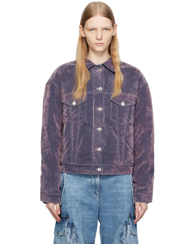 MSGM Purple Flocked Denim Jacket 12