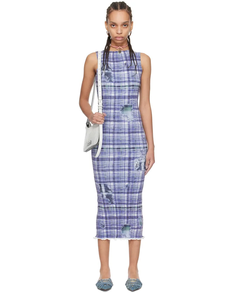 Acne Studios Blue Printed Midi Dress Aan