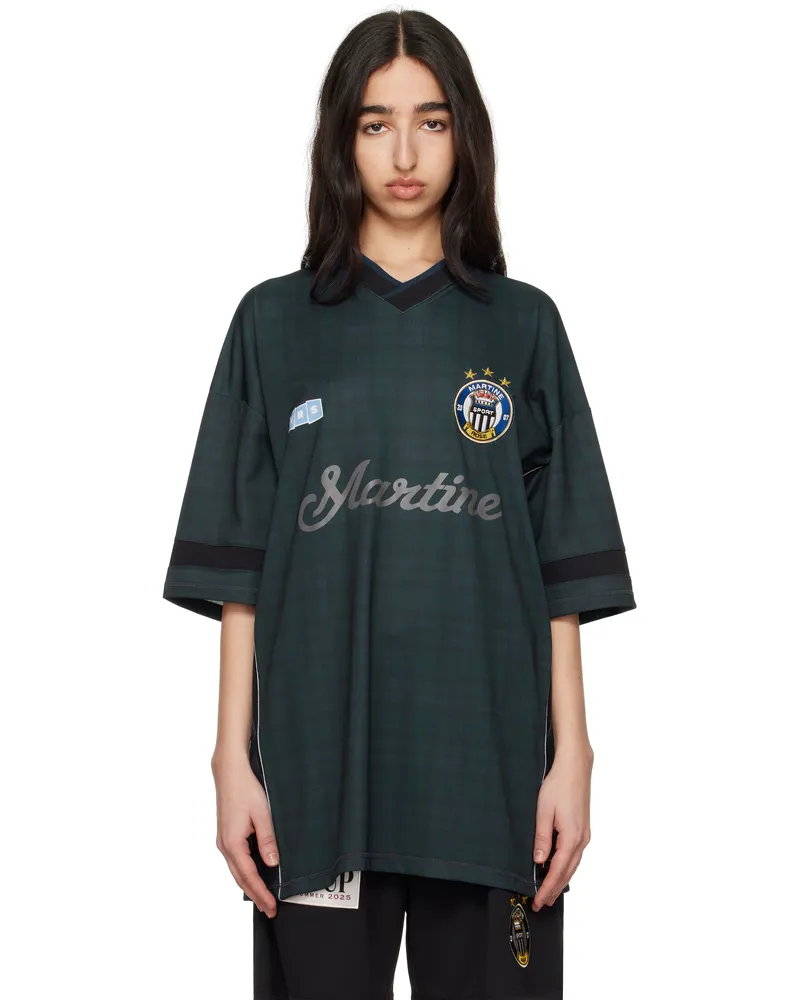 Martine Rose Green & Navy Football T-shirt Blk