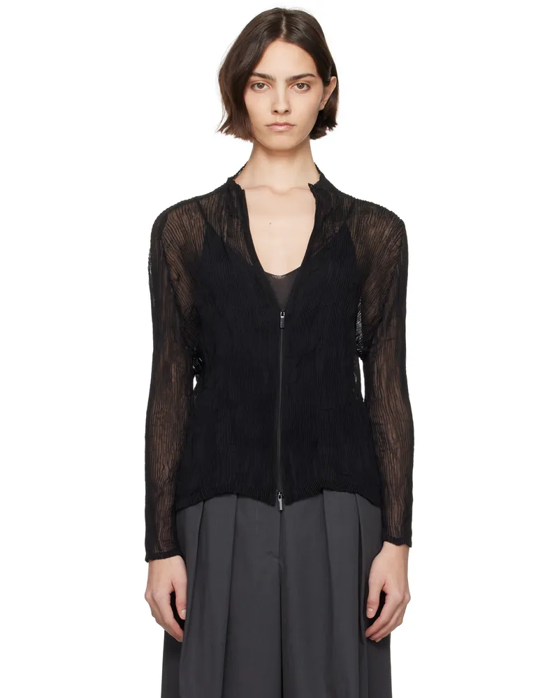 Issey Miyake Black Chiffon Twist BK/WT-56 Blouse 15