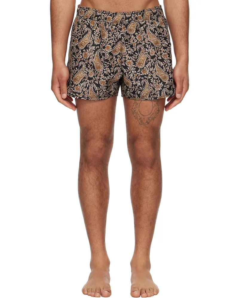 Isabel Marant Black & Brown Vicente Swim Shorts Vicente