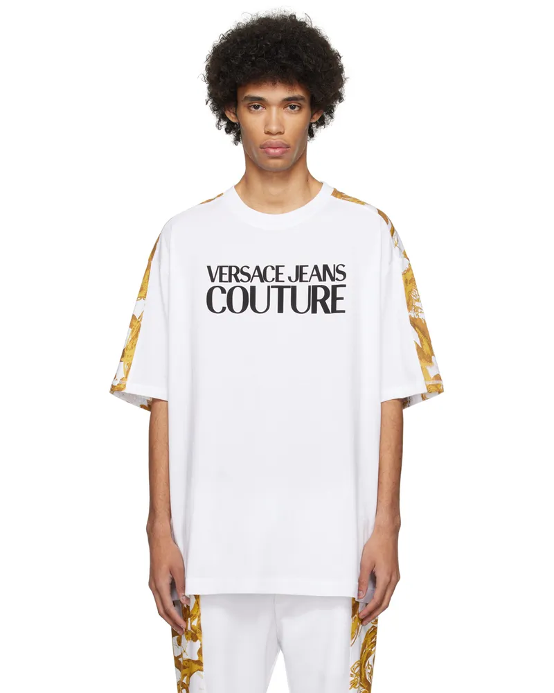 Versace Jeans White Watercolor Couture T-Shirt Eg03